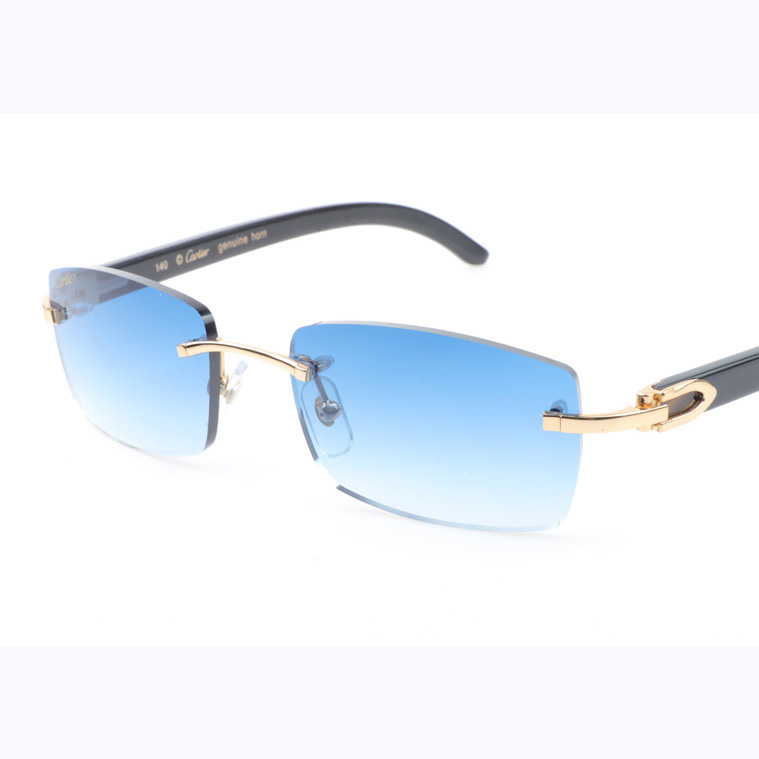 Cartier CT_3524012 Black Buffalo Sunglasses In Gold Gradient Blue - DopestKickz