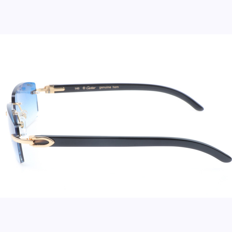 Cartier CT_3524012 Black Buffalo Sunglasses In Gold Gradient Blue - DopestKickz