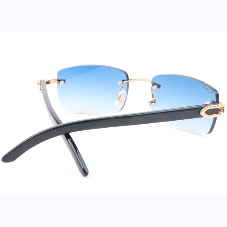 Cartier CT_3524012 Black Buffalo Sunglasses In Gold Gradient Blue - DopestKickz