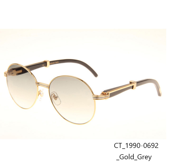 Cartier CT1990-0692 Black Buffalo Sunglasses In Gold Grey - DopestKickz
