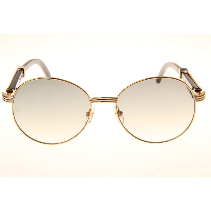 Cartier CT1990-0692 Black Buffalo Sunglasses In Gold Grey - DopestKickz