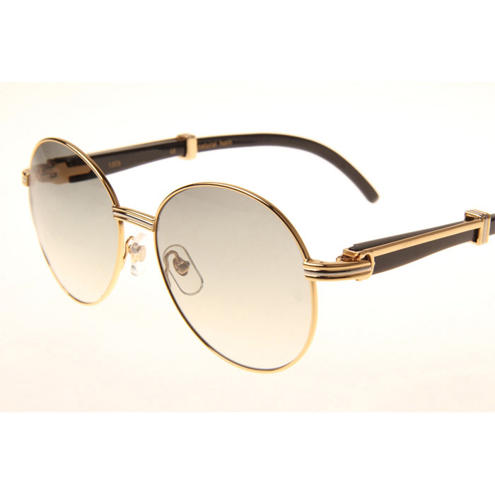 Cartier CT1990-0692 Black Buffalo Sunglasses In Gold Grey - DopestKickz