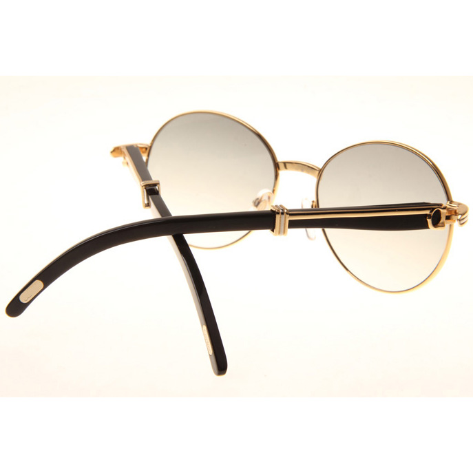 Cartier CT1990-0692 Black Buffalo Sunglasses In Gold Grey - DopestKickz