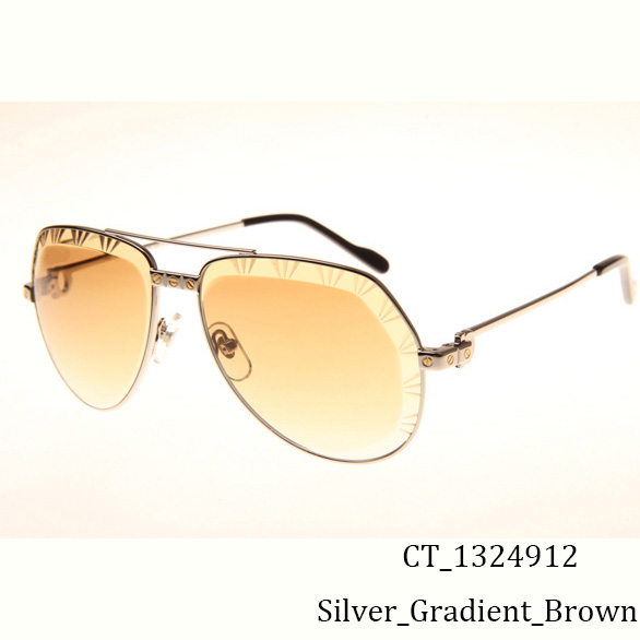 Cartier CT 1324912 Cut Lens Sunglasses In Silver Gradient Brown - DopestKickz