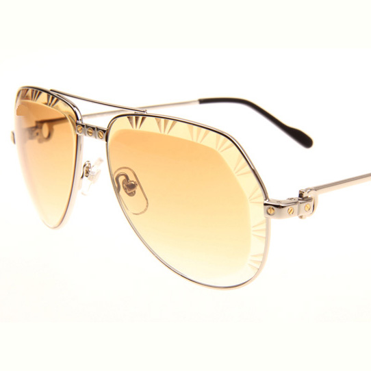 Cartier CT 1324912 Cut Lens Sunglasses In Silver Gradient Brown - DopestKickz