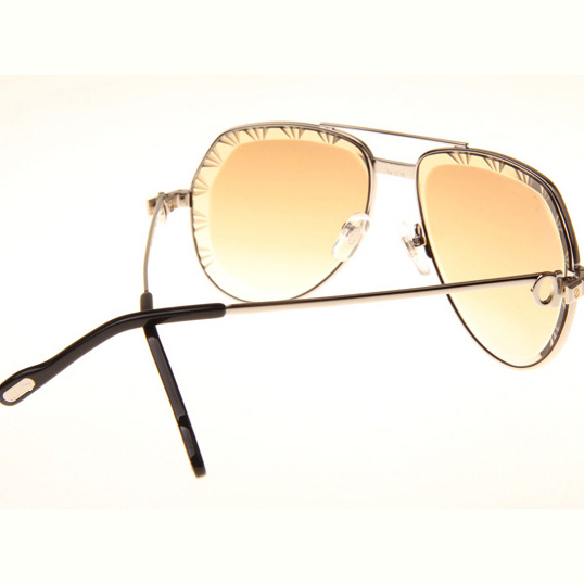 Cartier CT 1324912 Cut Lens Sunglasses In Silver Gradient Brown - DopestKickz