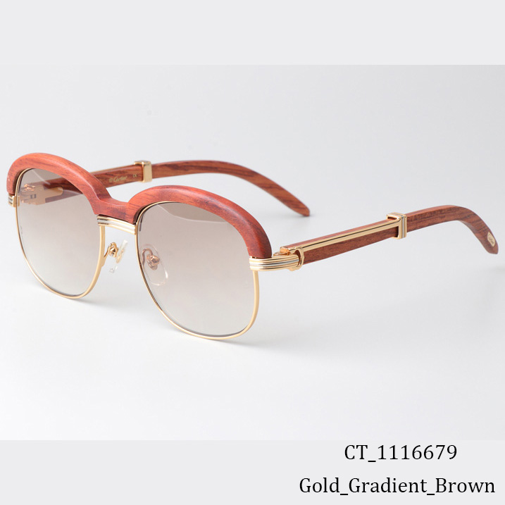 Cartier CT_1116679 Wood Sunglasses Gold Gradient Brown - DopestKickz