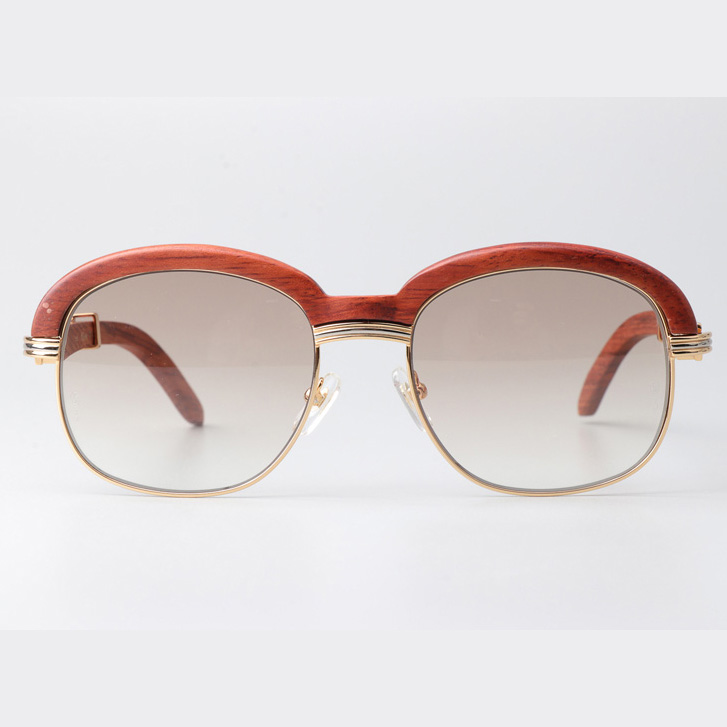 Cartier CT_1116679 Wood Sunglasses Gold Gradient Brown - DopestKickz