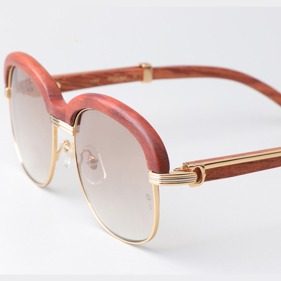 Cartier CT_1116679 Wood Sunglasses Gold Gradient Brown - DopestKickz