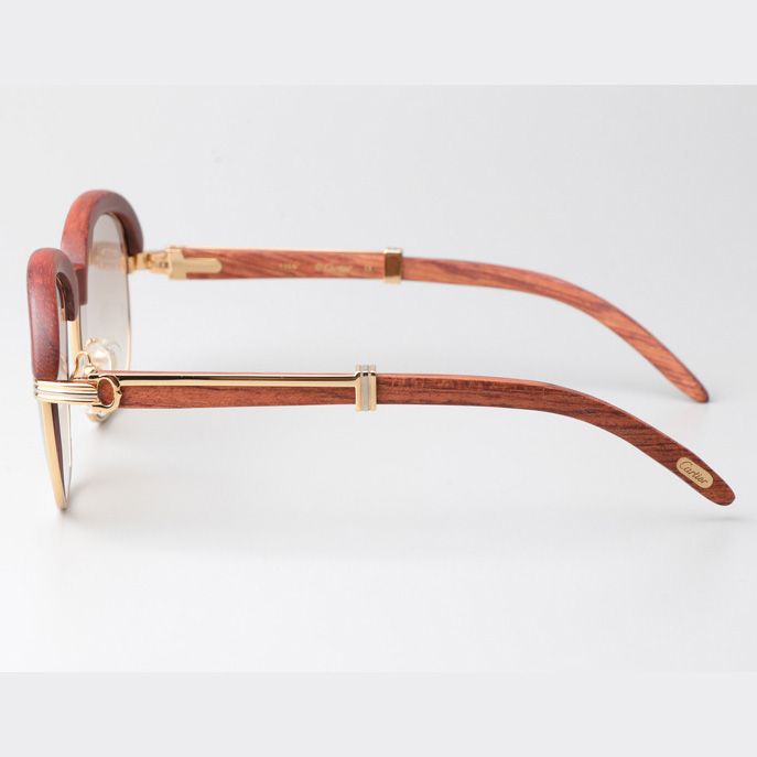 Cartier CT_1116679 Wood Sunglasses Gold Gradient Brown - DopestKickz
