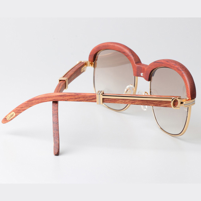 Cartier CT_1116679 Wood Sunglasses Gold Gradient Brown - DopestKickz