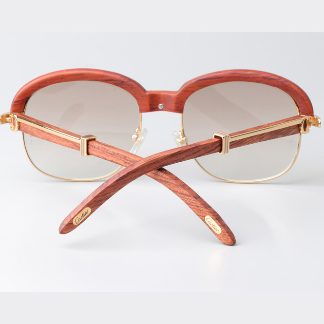 Cartier CT_1116679 Wood Sunglasses Gold Gradient Brown - DopestKickz