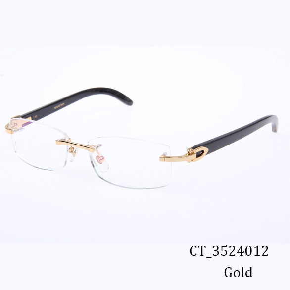 Cartier CT_3524012 Black Buffalo Eyeglasses In Gold - DopestKickz