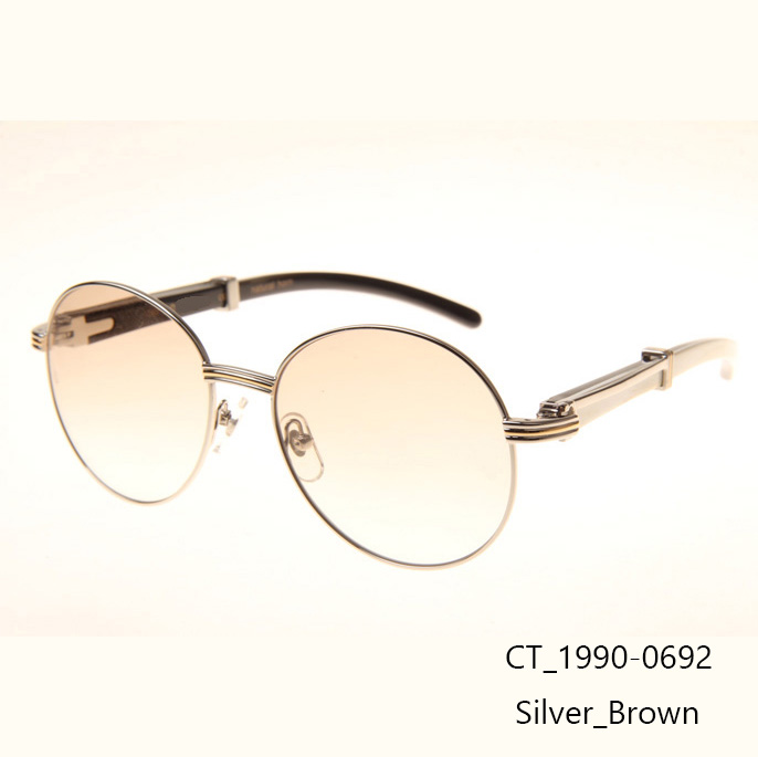 Cartier CT1990-0692 White Mix Black Buffalo Sunglasses In Silver Brown - DopestKickz