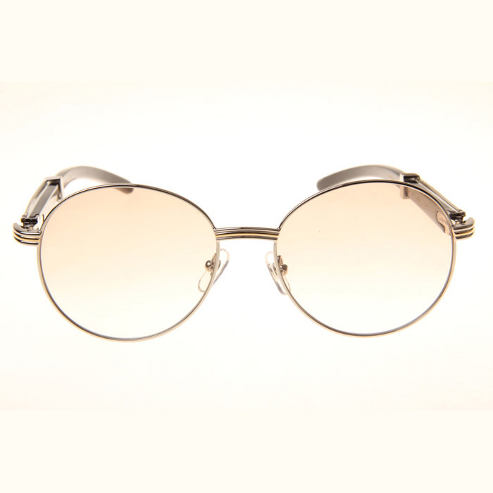 Cartier CT1990-0692 White Mix Black Buffalo Sunglasses In Silver Brown - DopestKickz