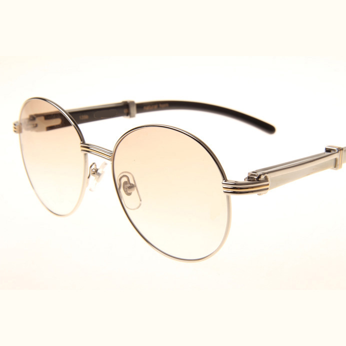 Cartier CT1990-0692 White Mix Black Buffalo Sunglasses In Silver Brown - DopestKickz