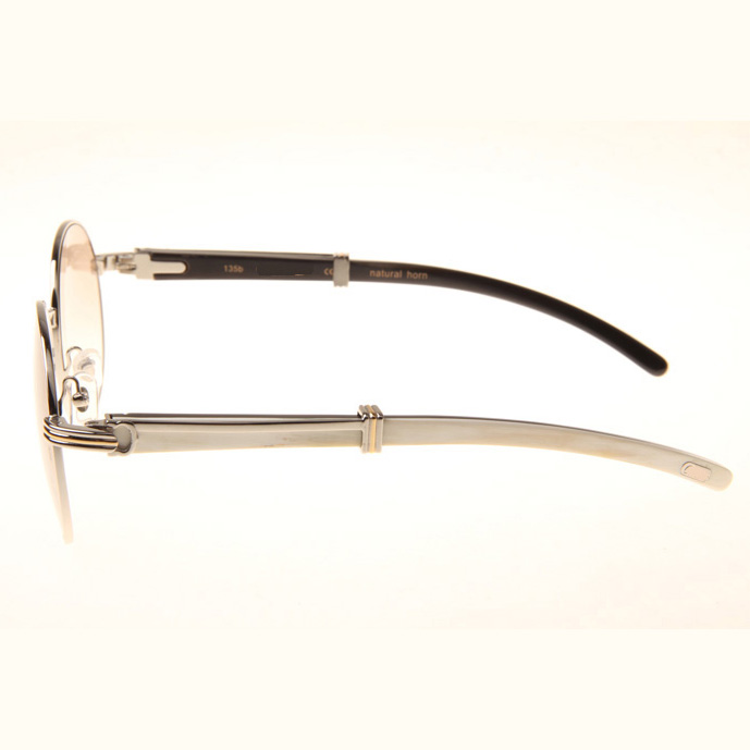 Cartier CT1990-0692 White Mix Black Buffalo Sunglasses In Silver Brown - DopestKickz