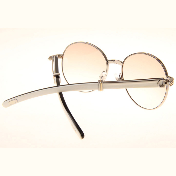 Cartier CT1990-0692 White Mix Black Buffalo Sunglasses In Silver Brown - DopestKickz
