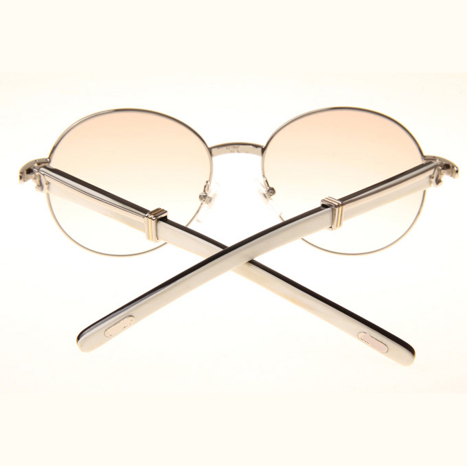 Cartier CT1990-0692 White Mix Black Buffalo Sunglasses In Silver Brown - DopestKickz