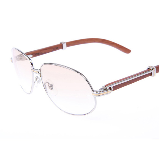 Cartier CT566 Wood Sunglasses In Silver   - DopestKickz