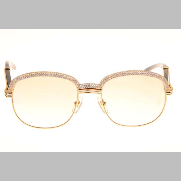 Cartier CT_1116679 Diamond Black Buffalo Sunglasses In Gold Brown - DopestKickz