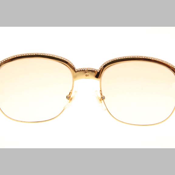 Cartier CT_1116679 Diamond Black Buffalo Sunglasses In Gold Brown - DopestKickz