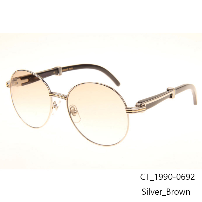 Cartier CT1990-0692 Black Buffalo Sunglasses In Silver Brown - DopestKickz