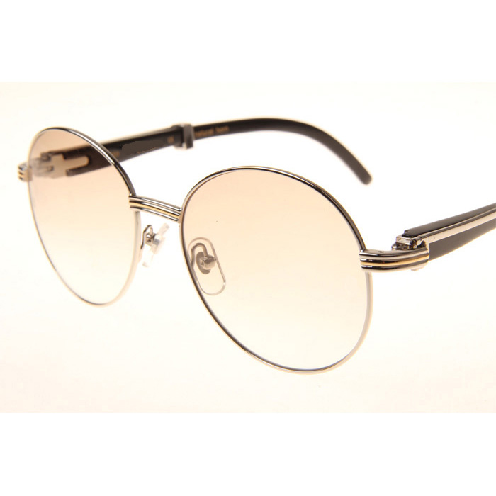 Cartier CT1990-0692 Black Buffalo Sunglasses In Silver Brown - DopestKickz