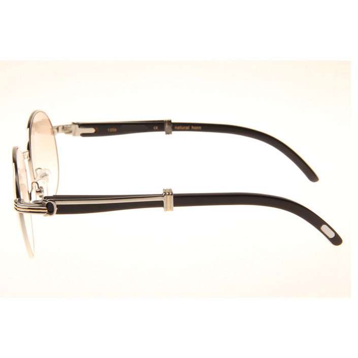 Cartier CT1990-0692 Black Buffalo Sunglasses In Silver Brown - DopestKickz