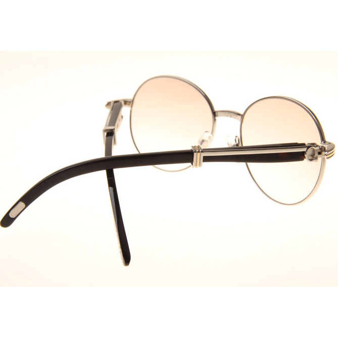 Cartier CT1990-0692 Black Buffalo Sunglasses In Silver Brown - DopestKickz