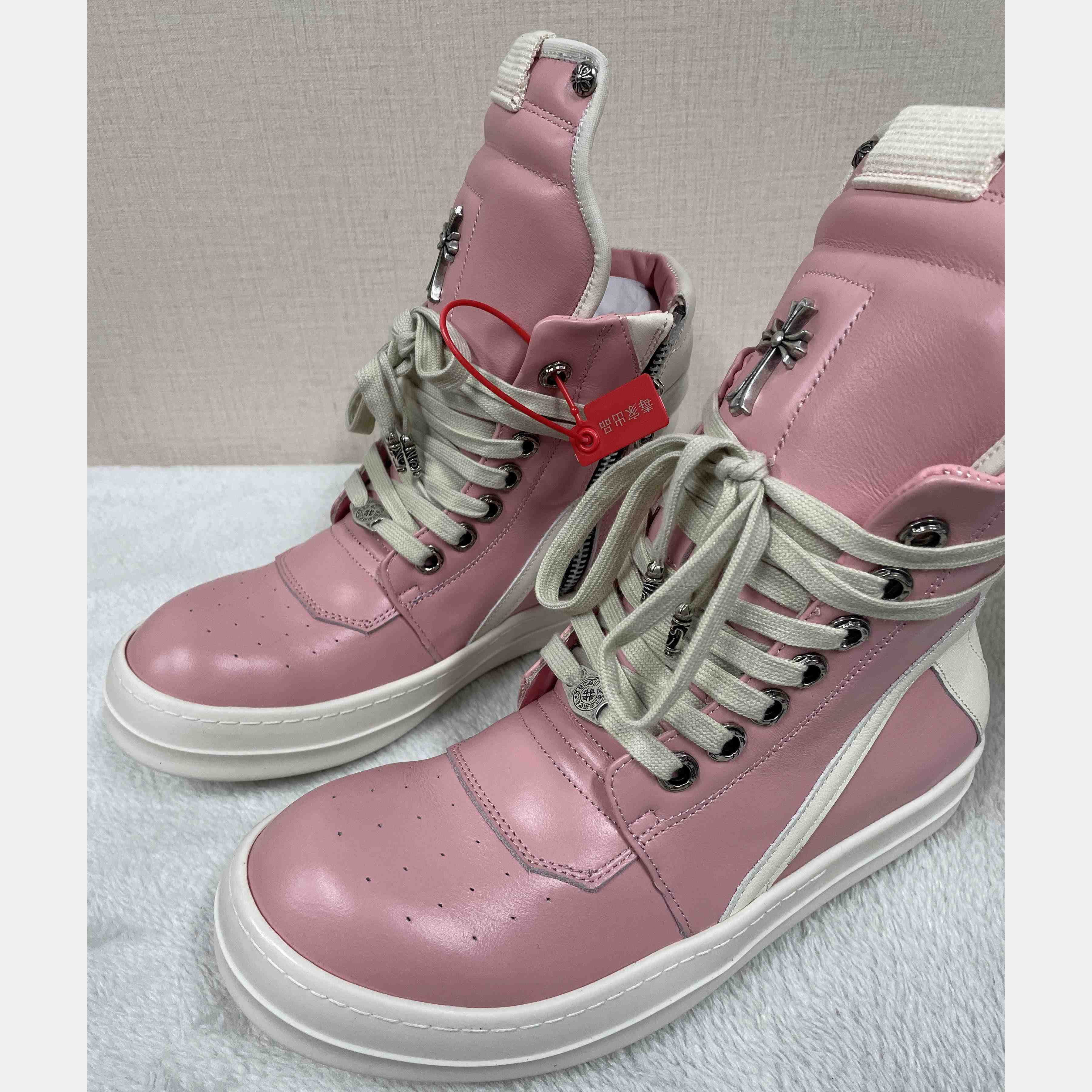 Chrome Hearts x Rick Owens Geobasket High 'Pink' - DopestKickz
