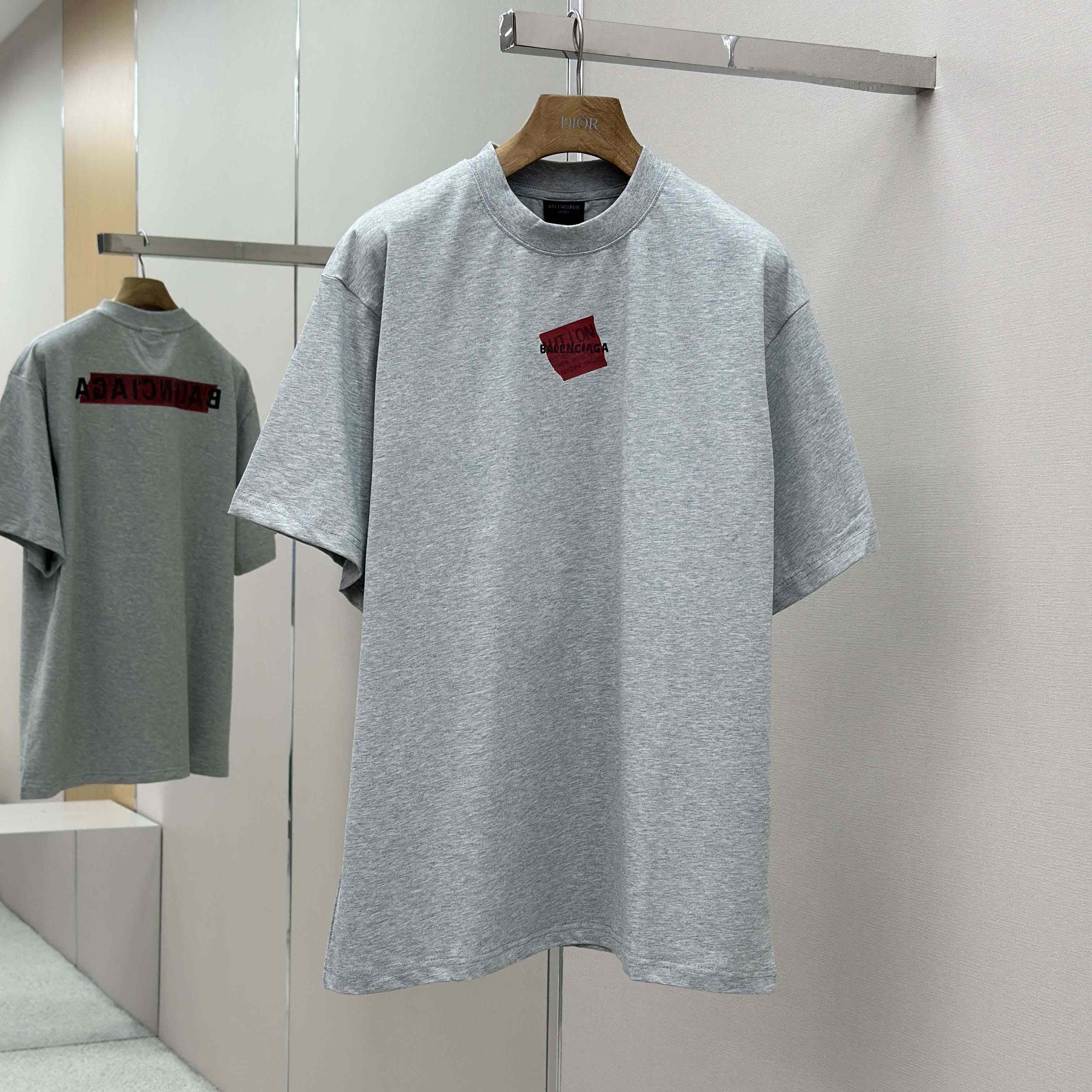 Balenciaga Taped Balenciaga Back T-Shirt Medium Fit in heather grey dry jersey - DopestKickz