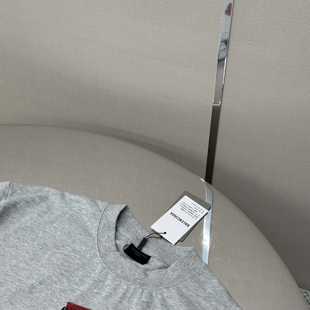 Balenciaga Taped Balenciaga Back T-Shirt Medium Fit in heather grey dry jersey - DopestKickz