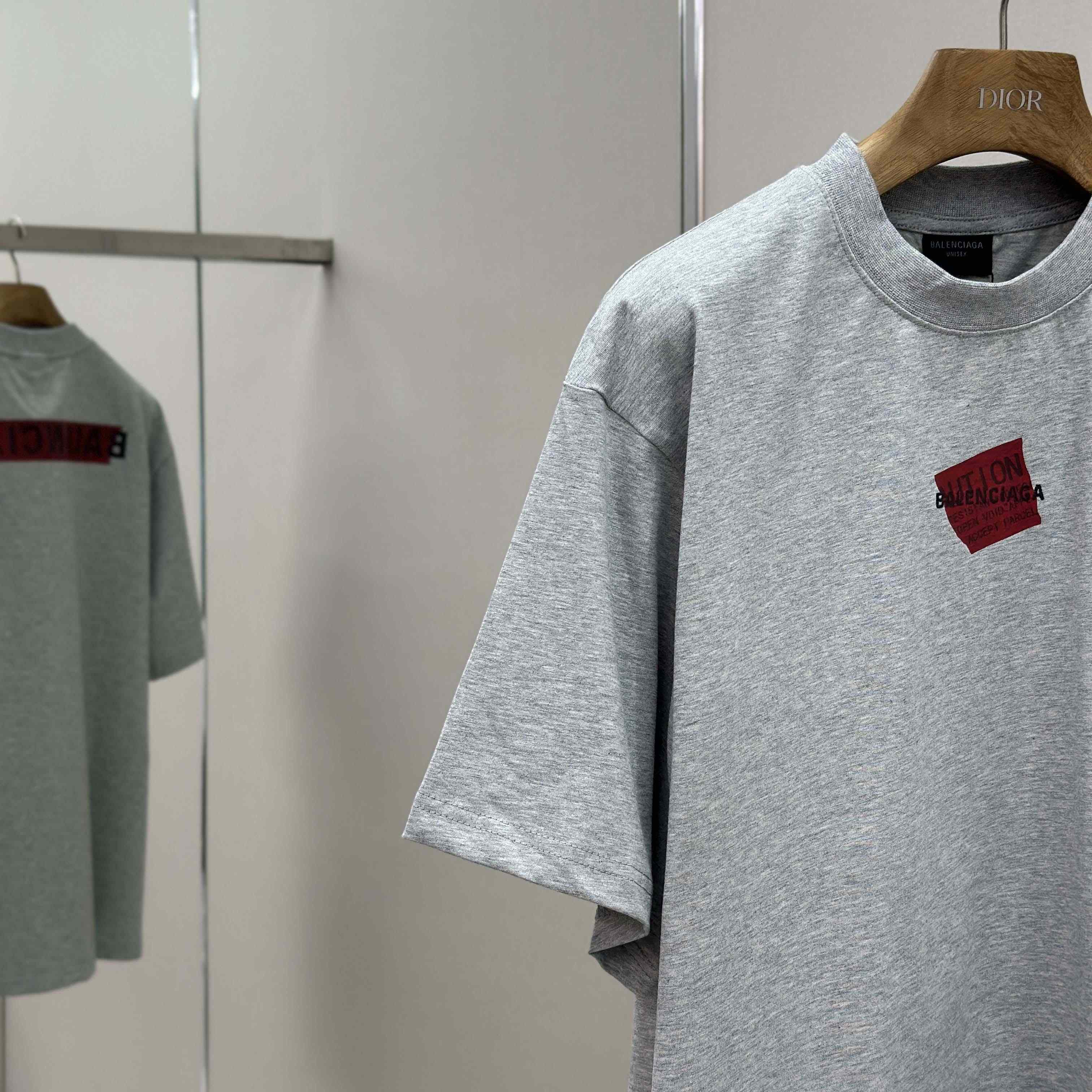 Balenciaga Taped Balenciaga Back T-Shirt Medium Fit in heather grey dry jersey - DopestKickz