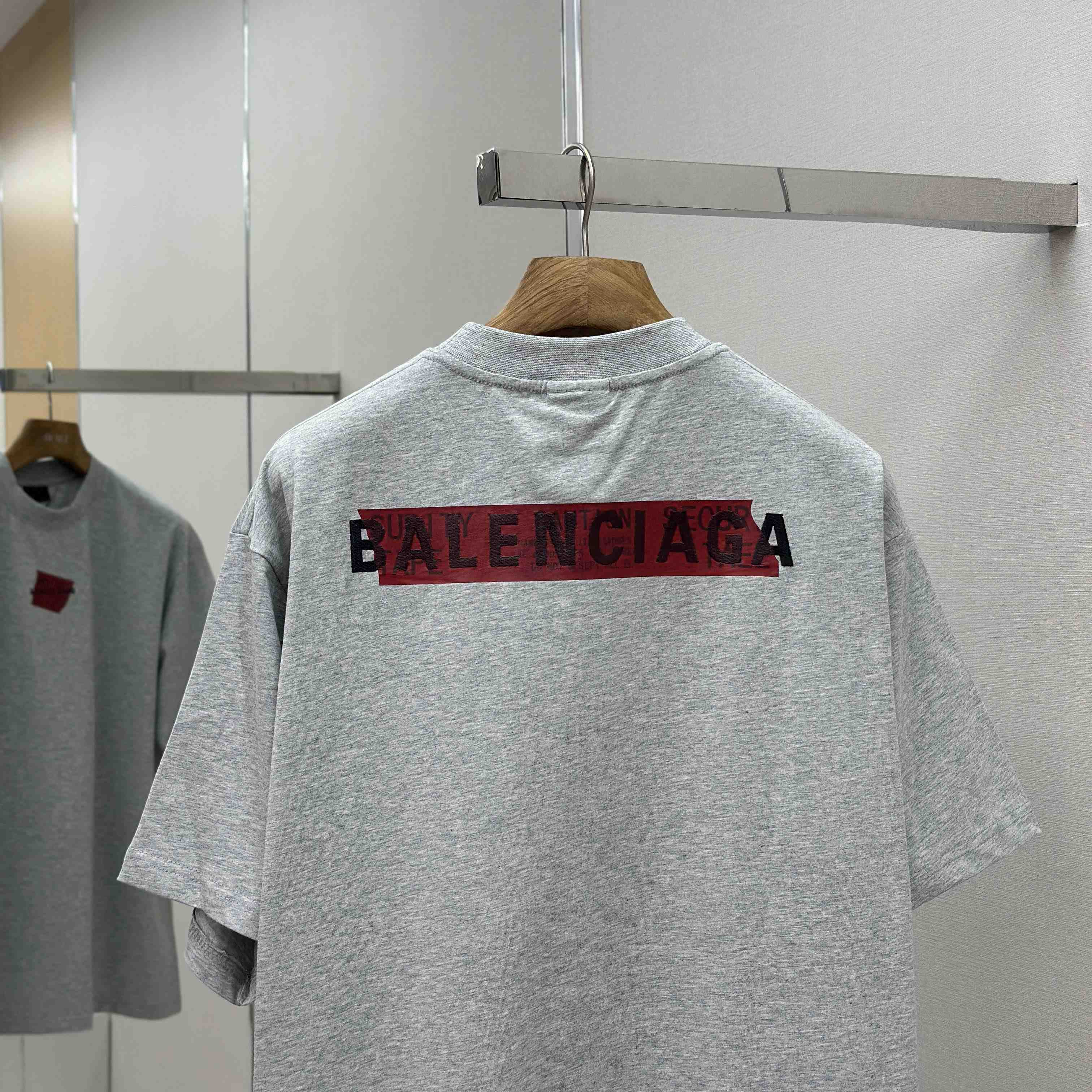 Balenciaga Taped Balenciaga Back T-Shirt Medium Fit in heather grey dry jersey - DopestKickz