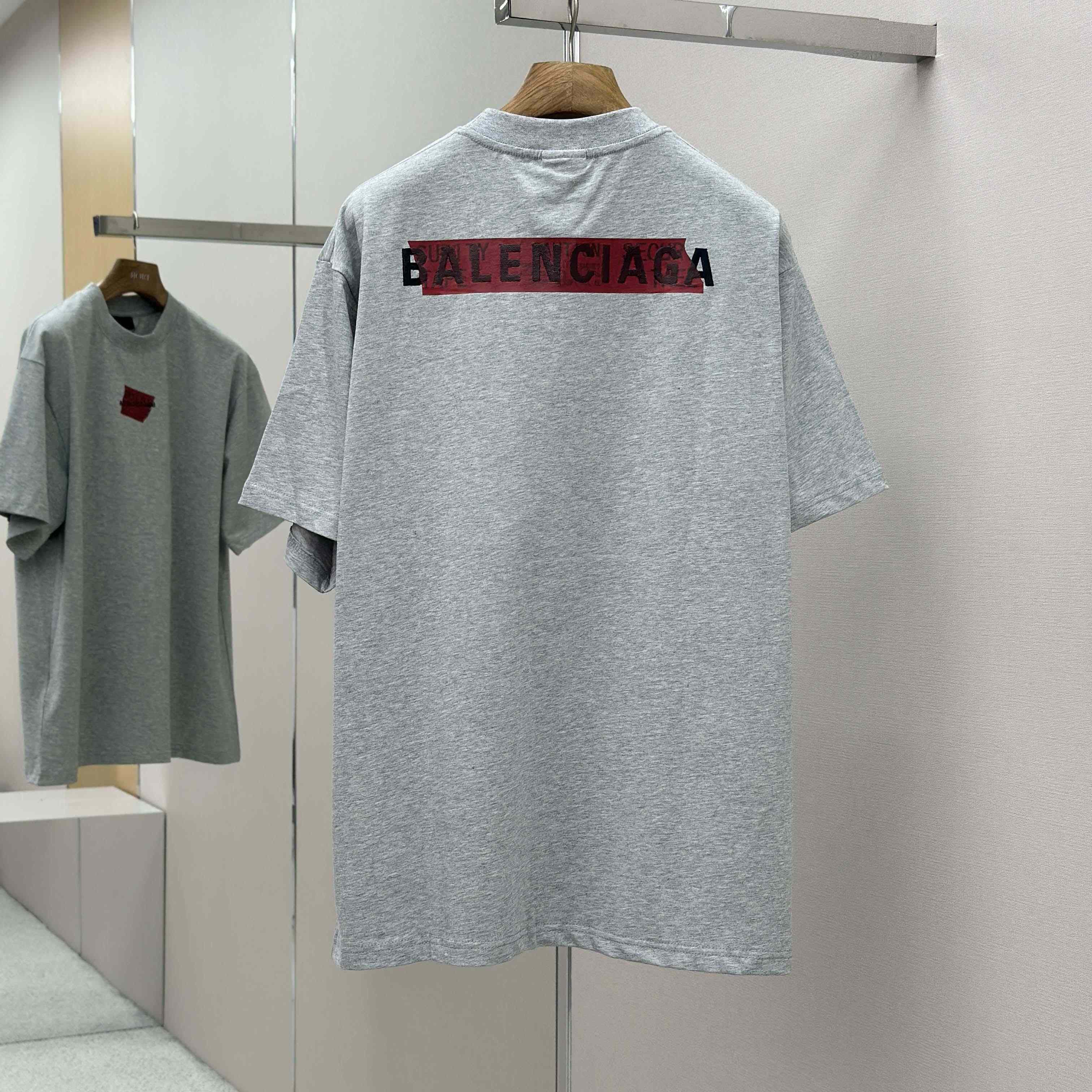 Balenciaga Taped Balenciaga Back T-Shirt Medium Fit in heather grey dry jersey - DopestKickz