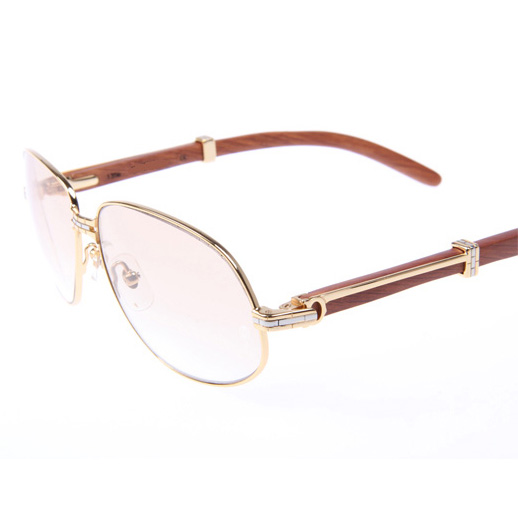 Cartier CT566 Wood Sunglasses In Gold - DopestKickz
