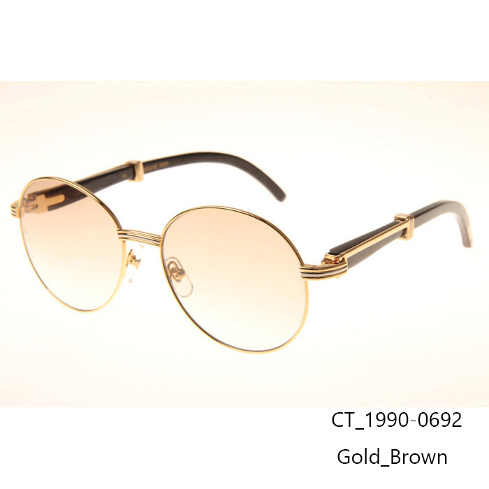 Cartier CT1990-0692 Black Buffalo Sunglasses In Gold Brown - DopestKickz