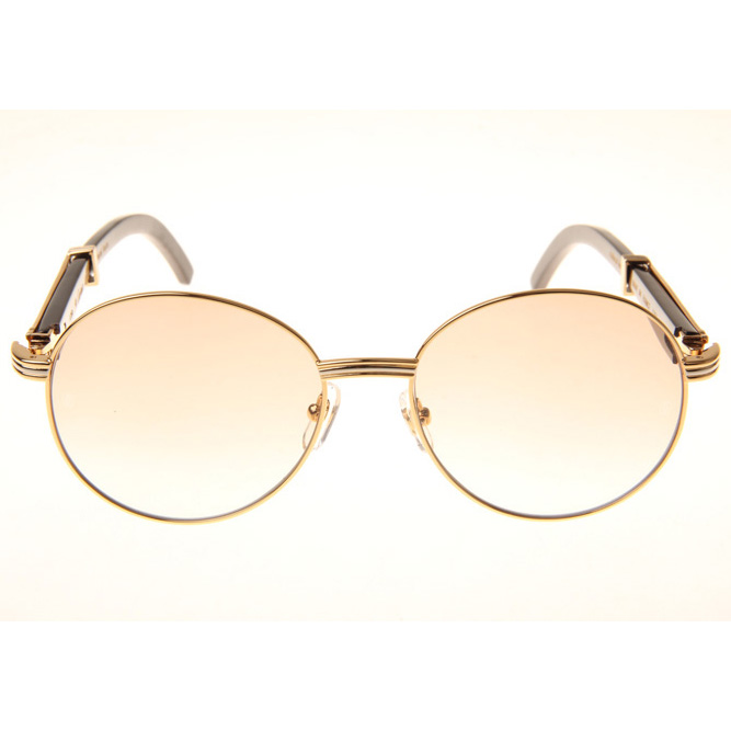Cartier CT1990-0692 Black Buffalo Sunglasses In Gold Brown - DopestKickz