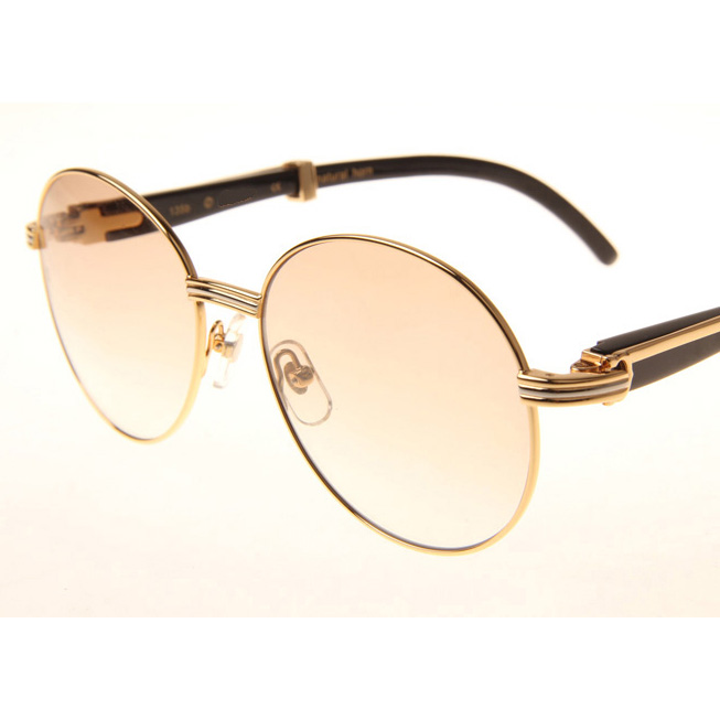 Cartier CT1990-0692 Black Buffalo Sunglasses In Gold Brown - DopestKickz