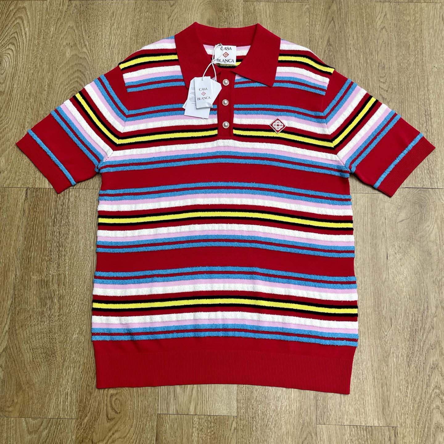 Casablanca Stripe Polo Shirt   D0097 - DopestKickz