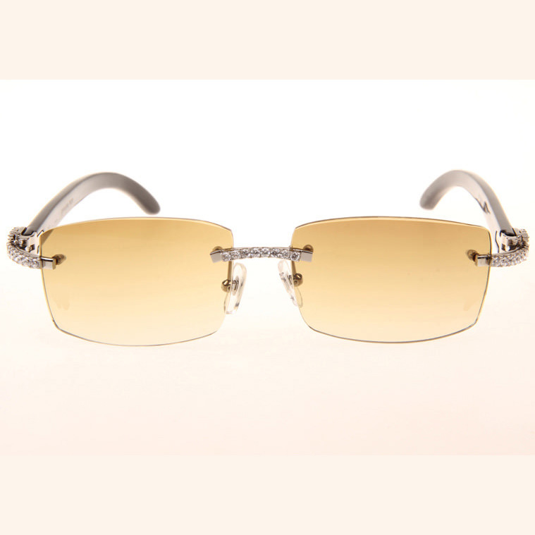 Cartier CT 3524012 Big Diamond Black Buffalo Sunglasses In Silver Brown - DopestKickz