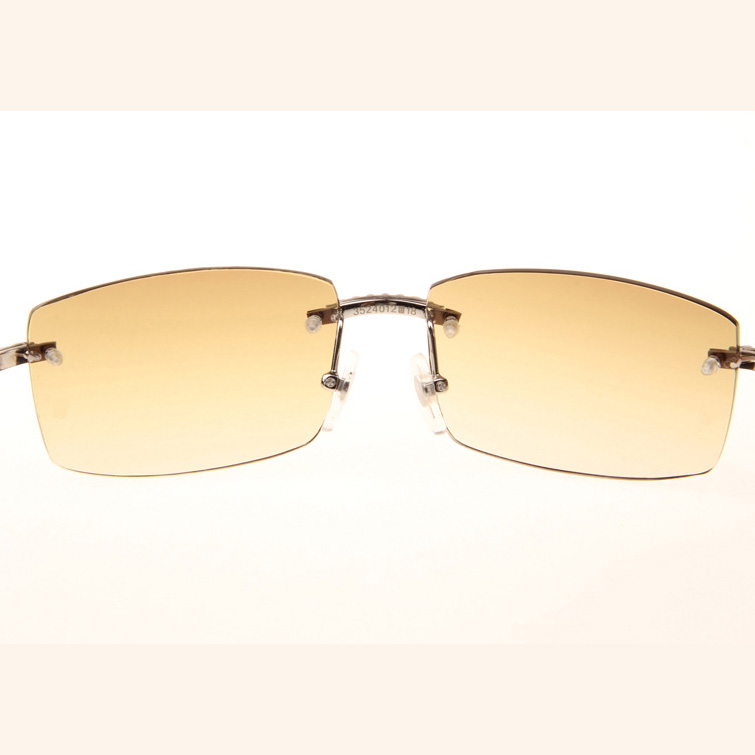 Cartier CT 3524012 Big Diamond Black Buffalo Sunglasses In Silver Brown - DopestKickz