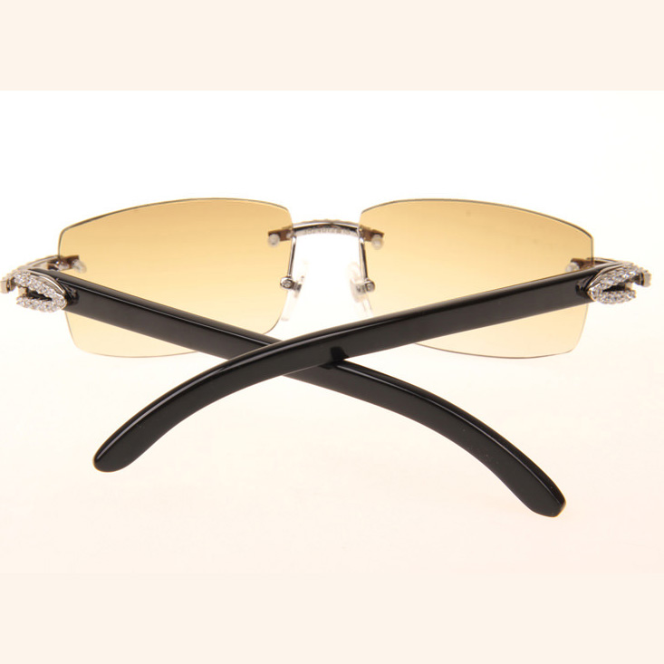 Cartier CT 3524012 Big Diamond Black Buffalo Sunglasses In Silver Brown - DopestKickz