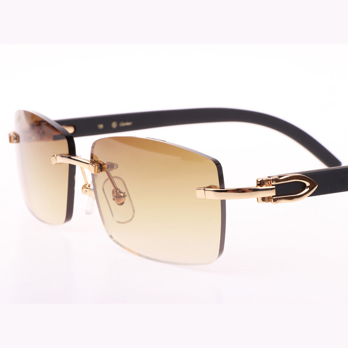 Cartier CT_3524012 Black Wood Sunglasses In Gold Brown - DopestKickz