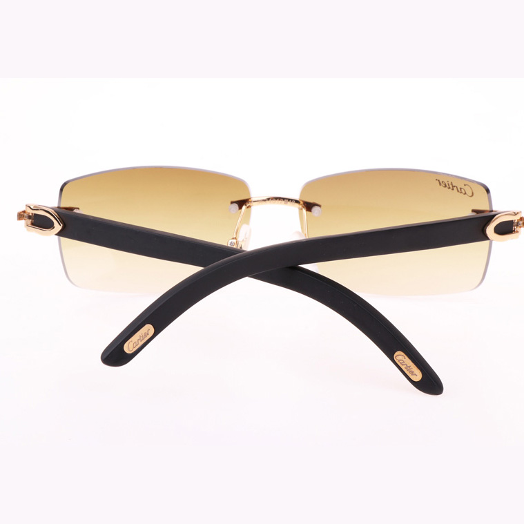 Cartier CT_3524012 Black Wood Sunglasses In Gold Brown - DopestKickz