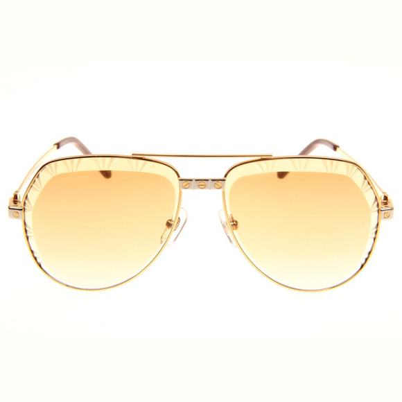 Cartier CT 1324912 Cut Lens Sunglasses In Gold Gradient Brown - DopestKickz