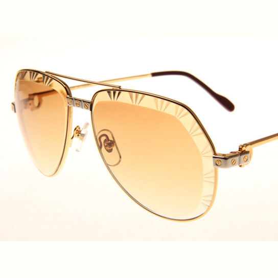Cartier CT 1324912 Cut Lens Sunglasses In Gold Gradient Brown - DopestKickz