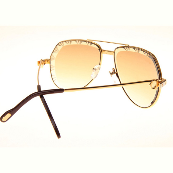 Cartier CT 1324912 Cut Lens Sunglasses In Gold Gradient Brown - DopestKickz