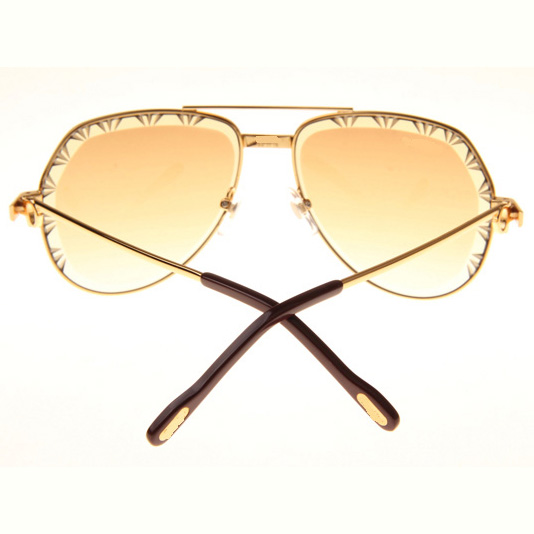 Cartier CT 1324912 Cut Lens Sunglasses In Gold Gradient Brown - DopestKickz